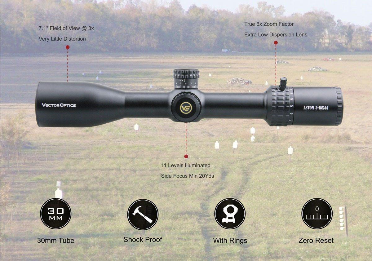 Optics Aston 3-18x44 Tactical riflescope 90MOA Range HD Glass Sys MOA - VirtuousWares:Global