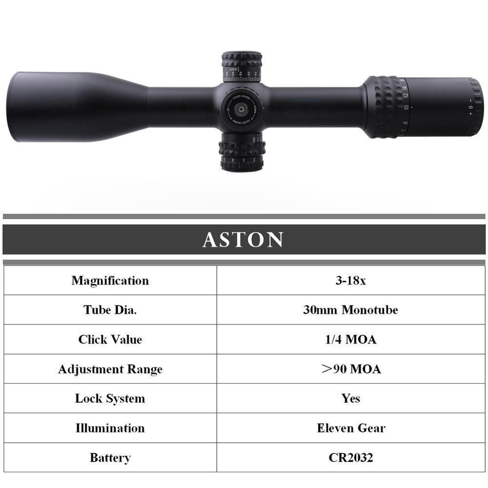 Optics Aston 3-18x44 Tactical riflescope 90MOA Range HD Glass Sys MOA - VirtuousWares:Global