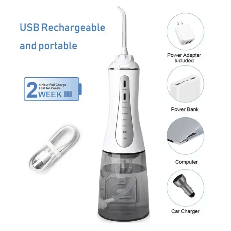 Oral Irrigator Dental Water Flosser 5Modes Portable Dental Water Jet 350ML - VirtuousWares:Global