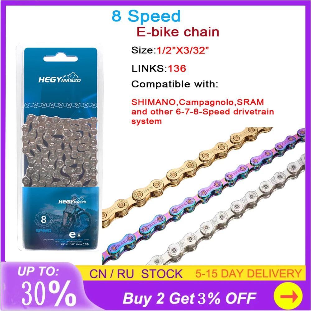 Original E-Bike Chains 8 speed 136 Links Electric bicycle chain For - VirtuousWares:Global