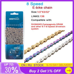 Original E-Bike Chains 8 speed 136 Links Electric bicycle chain For - VirtuousWares:Global