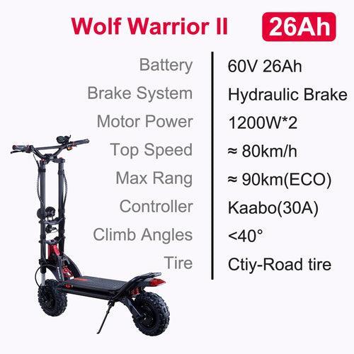 Original Kaabo Wolf Warrior Scooter 11 Scooter 26Ah 60V 35Ah 1200W*2 Dual Motor - VirtuousWares:Global