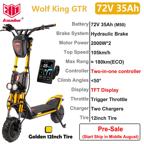 Original Newest Kaabo Wolf King GTR 72V 35Ah Battery 2*2000W Motor - VirtuousWares:Global