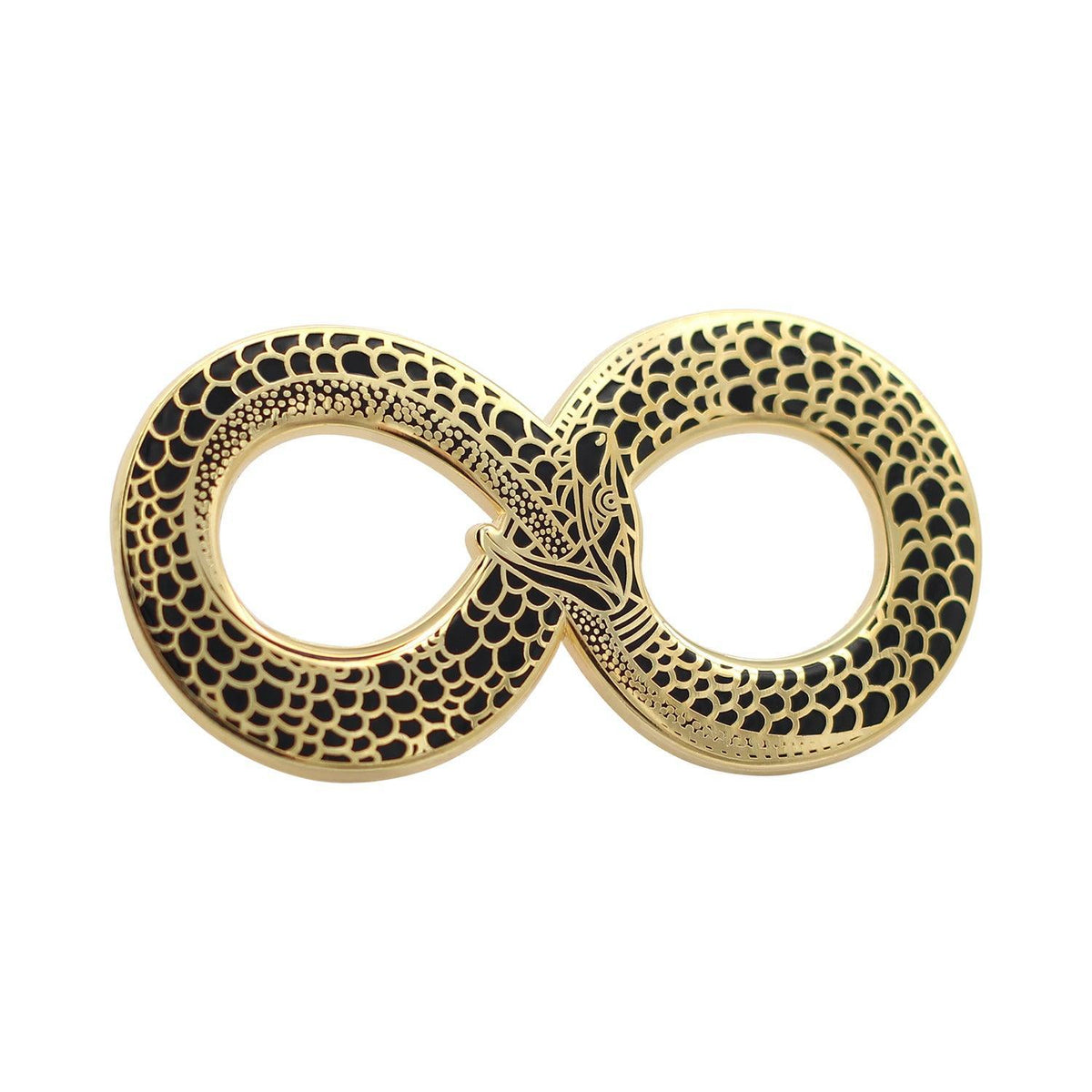Ouroboros Halloween Costume Accessory - Occult Black & Gold Enamel Pin - VirtuousWares:Global