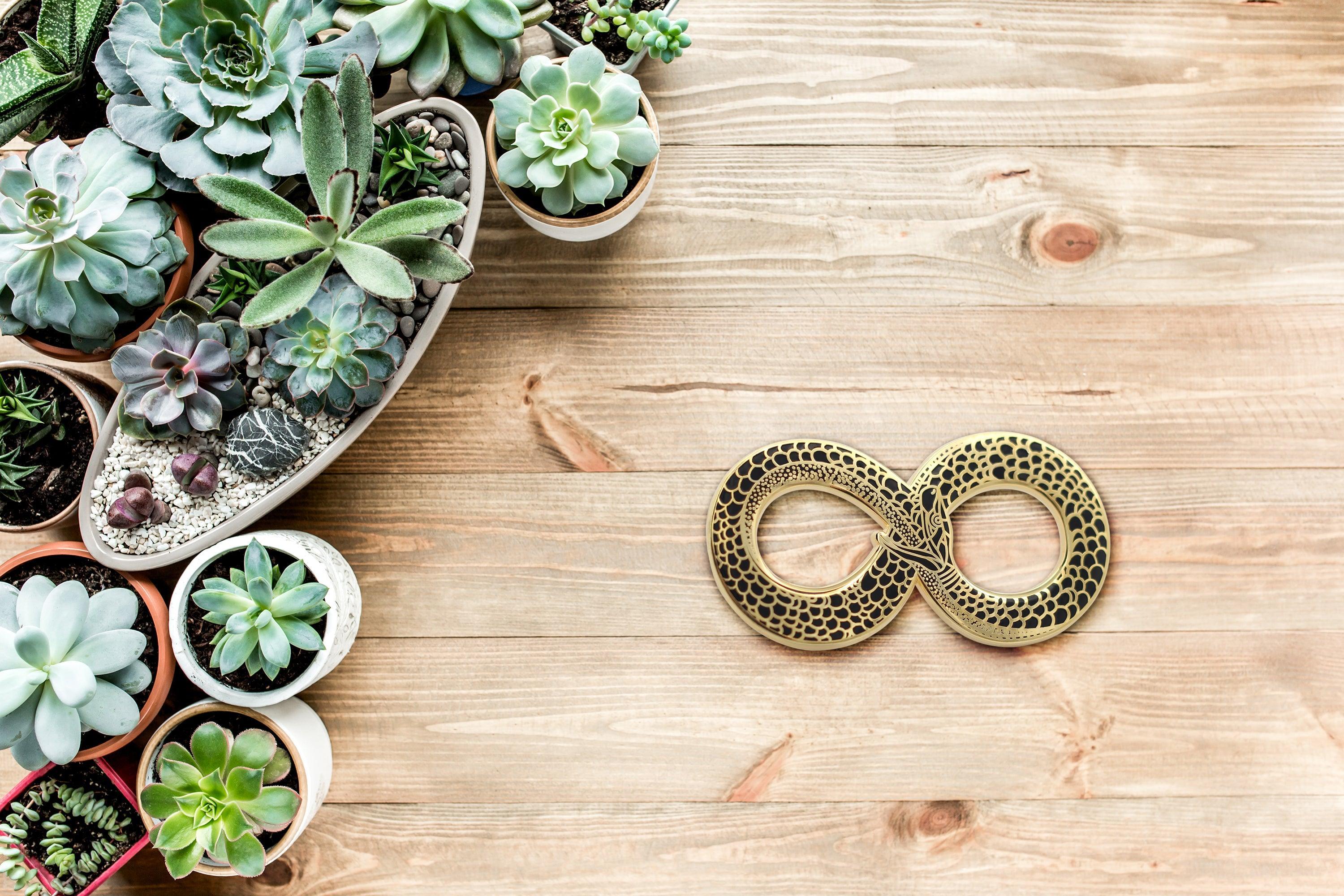 Ouroboros Halloween Costume Accessory - Occult Black & Gold Enamel Pin - VirtuousWares:Global
