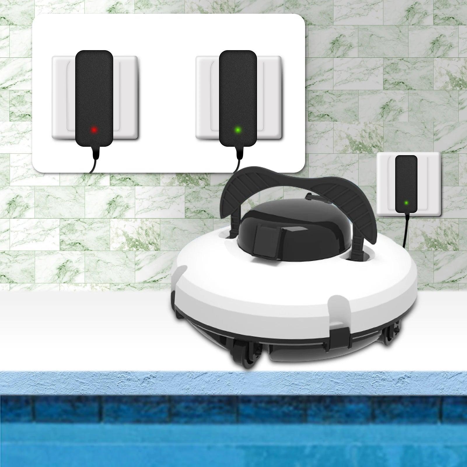 Outdoor Cordless Robotic Pool Cleaner 35W Pool Vacuum Powerful Suction Lasts 120 Mins with LED Indicator Support Self-Parking - VirtuousWares:Global
