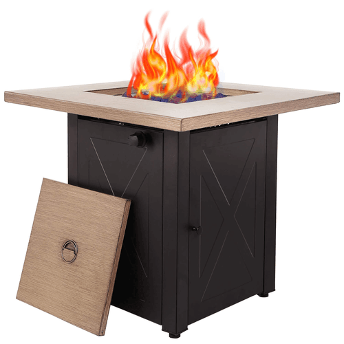 Outdoor Gas Fire Pit Table Square Outdside Propane Patio Firetable - VirtuousWares:Global