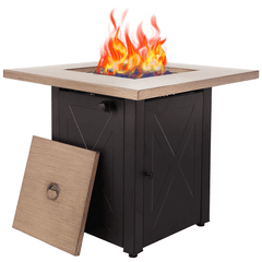 Outdoor Gas Fire Pit Table Square Outdside Propane Patio Firetable - VirtuousWares:Global
