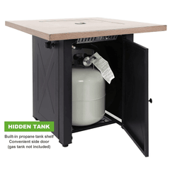 Outdoor Gas Fire Pit Table Square Outdside Propane Patio Firetable - VirtuousWares:Global
