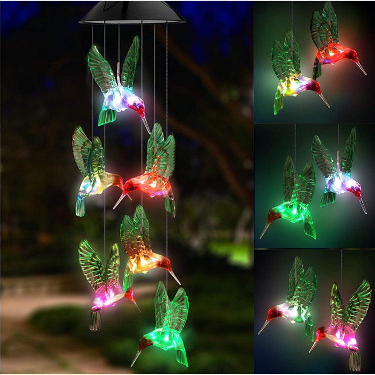 Outdoor Solar Wind Chime Lamp Hummingbird Butterfly Ball - VirtuousWares:Global