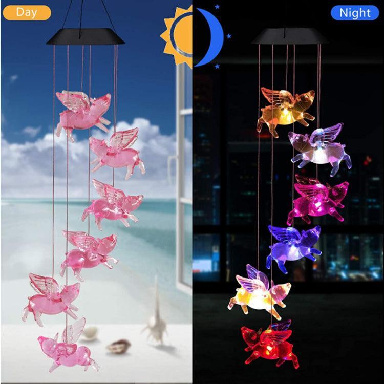 Outdoor Solar Wind Chime Lamp Hummingbird Butterfly Ball - VirtuousWares:Global