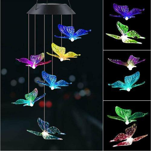 Outdoor Solar Wind Chime Lamp Hummingbird Butterfly Ball - VirtuousWares:Global