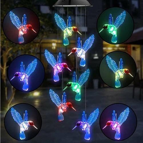 Outdoor Solar Wind Chime Lamp Hummingbird Butterfly Ball - VirtuousWares:Global