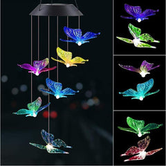 Outdoor Solar Wind Chime Lamp Hummingbird Butterfly Ball - VirtuousWares:Global