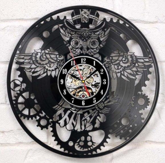 OWL MODERN DESIGN HANDMADE VINYL RECORD WALL CLOCK - VirtuousWares:Global