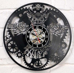 OWL MODERN DESIGN HANDMADE VINYL RECORD WALL CLOCK - VirtuousWares:Global