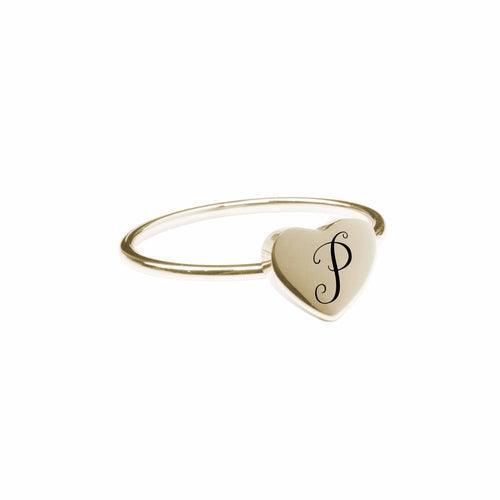 P Comfort Fit Initial Heart Ring - VirtuousWares:Global