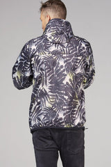 Palm print full zip packable rain jacket and windbreaker - VirtuousWares:Global