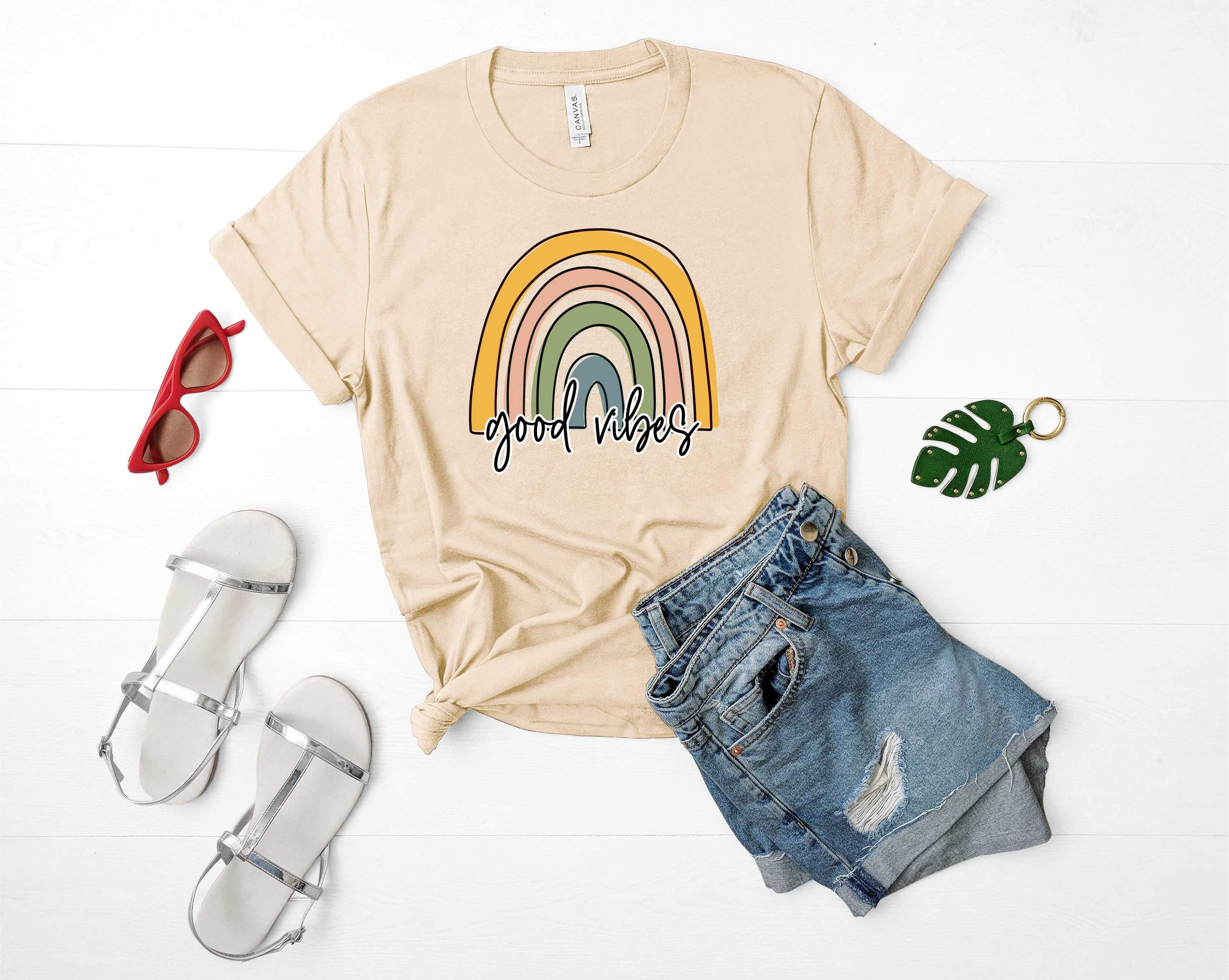 Pastel Rainbow Good Vibes - Graphic Tee - VirtuousWares:Global