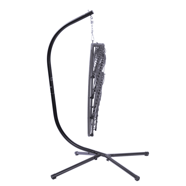 Patio Wicker Folding Hanging Chair With Cushion And Pillow - VirtuousWares:Global