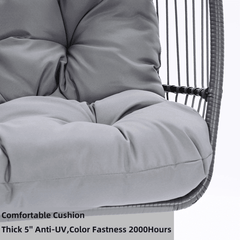 Patio Wicker Folding Hanging Chair With Cushion And Pillow - VirtuousWares:Global
