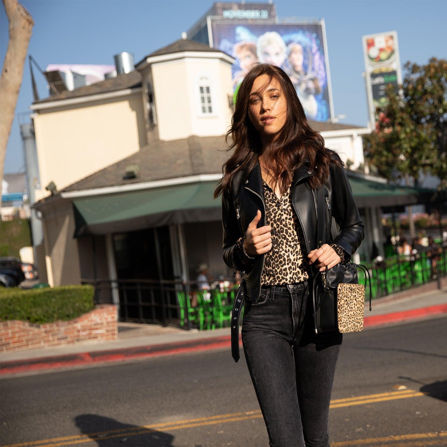 Patricia Black Leopard Leather Purse - VirtuousWares:Global