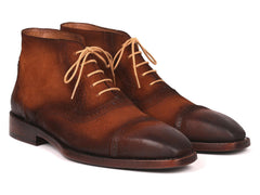 Paul Parkman Antique Suede Brown Cap Toe Ankle Boots (ID#644BRW17) - VirtuousWares:Global