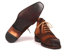 Paul Parkman Antique Suede Brown Cap Toe Ankle Boots (ID#644BRW17) - VirtuousWares:Global