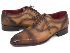 Paul Parkman Men's Genuine Ostrich Captoe Oxfords Camel Color - VirtuousWares:Global