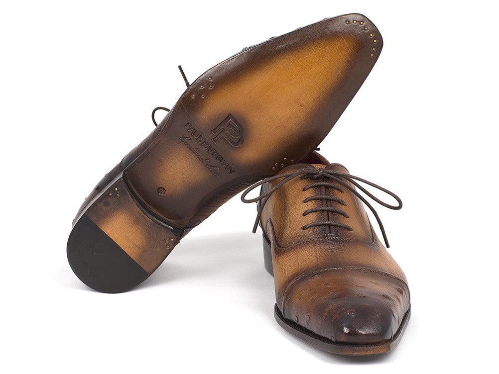 Paul Parkman Men's Genuine Ostrich Captoe Oxfords Camel Color - VirtuousWares:Global