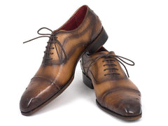 Paul Parkman Men's Genuine Ostrich Captoe Oxfords Camel Color - VirtuousWares:Global