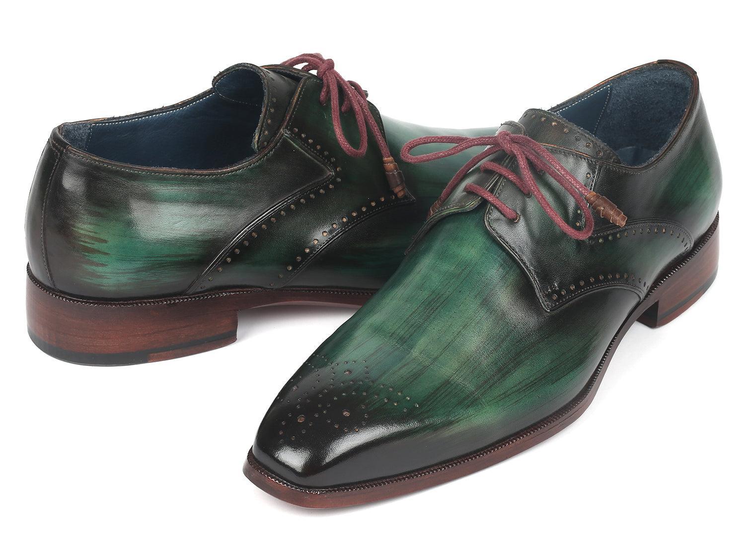 Paul Parkman Men's Green Medallion Toe Derby Shoes (ID#6584-GRN) - VirtuousWares:Global