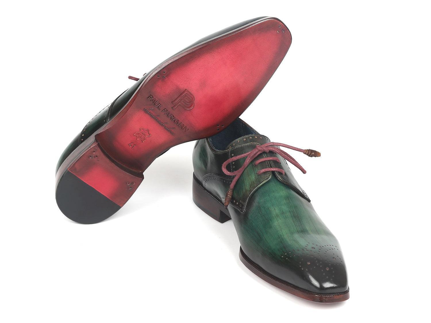 Paul Parkman Men's Green Medallion Toe Derby Shoes (ID#6584-GRN) - VirtuousWares:Global