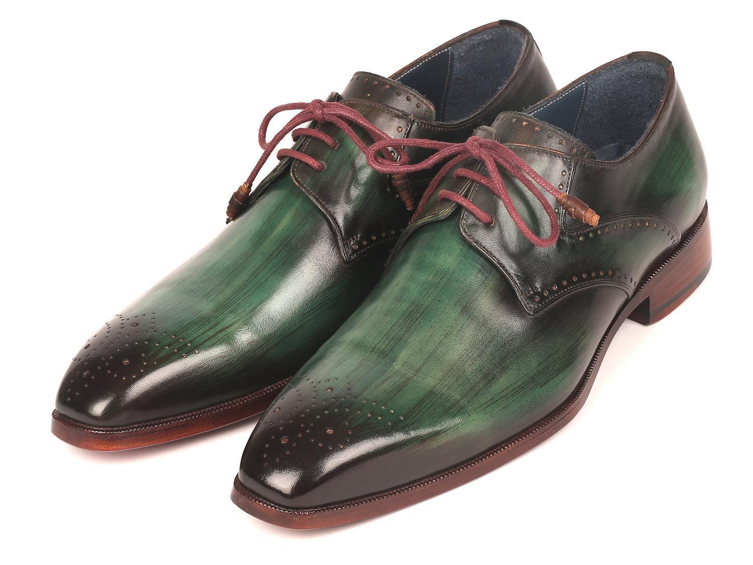 Paul Parkman Men's Green Medallion Toe Derby Shoes (ID#6584-GRN) - VirtuousWares:Global