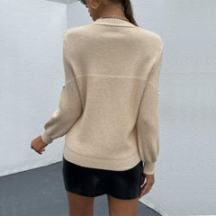 Pearl Solid Color Sweater O Neck Knit Pullover - VirtuousWares:Global