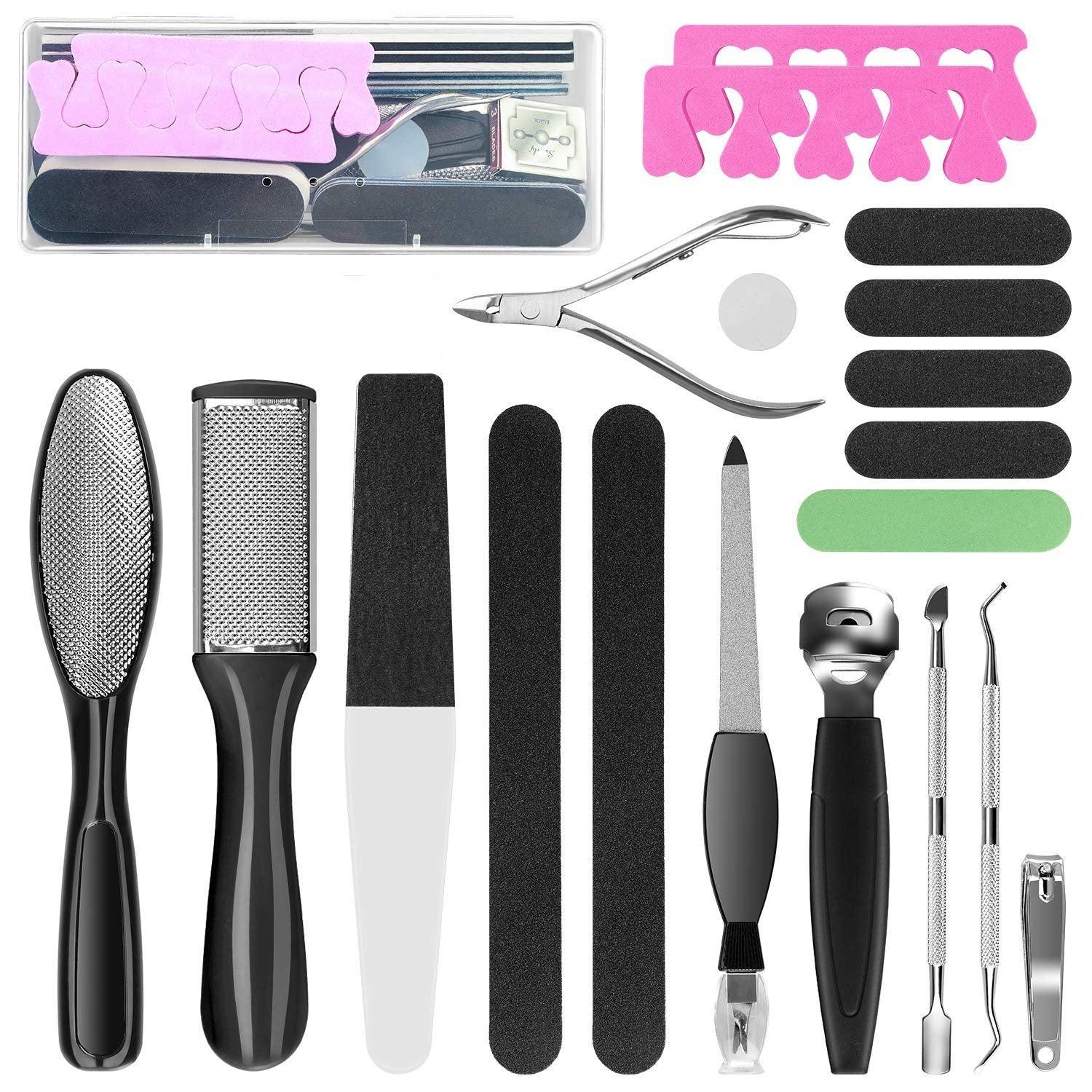 Pedicure Kit 20 in 1 Black Stainless Steel Professional Pedicure Tools - VirtuousWares:Global