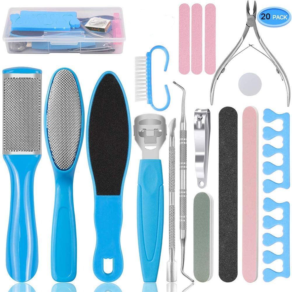 Pedicure Kit 20 in 1 Blue Stainless Steel Professional Pedicure Tools - VirtuousWares:Global