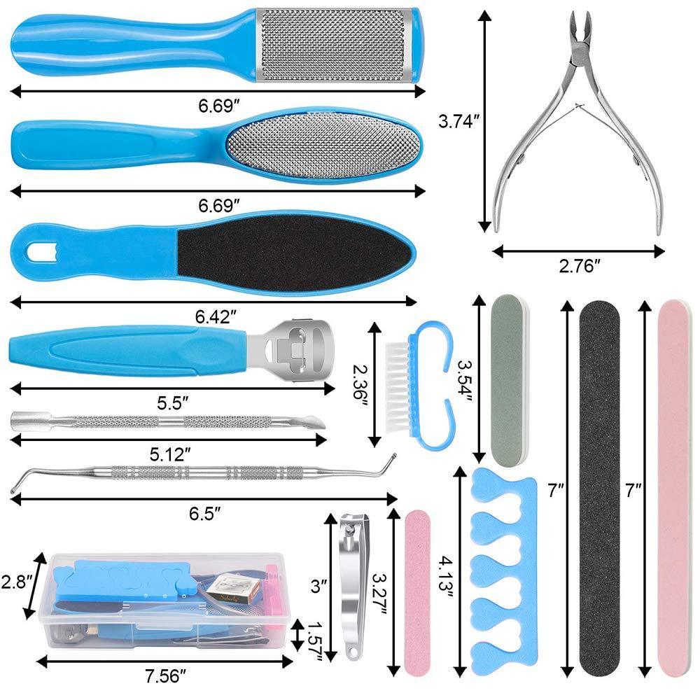 Pedicure Kit 20 in 1 Blue Stainless Steel Professional Pedicure Tools - VirtuousWares:Global