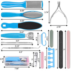 Pedicure Kit 20 in 1 Blue Stainless Steel Professional Pedicure Tools - VirtuousWares:Global