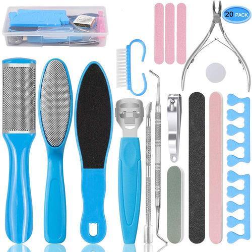 Pedicure Kit 20 in 1 Blue Stainless Steel Professional Pedicure Tools - VirtuousWares:Global