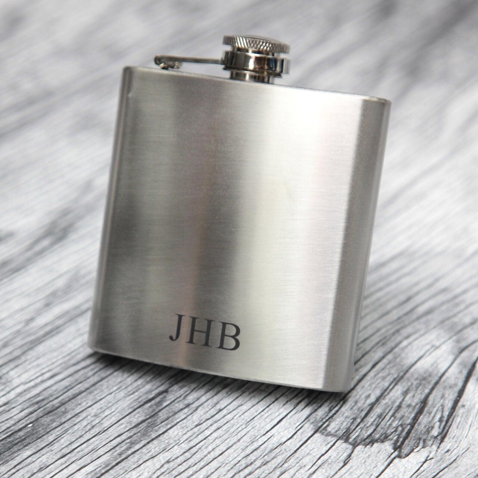 Personalised Initials Engraved Stainless Steel Hip Flask - VirtuousWares:Global