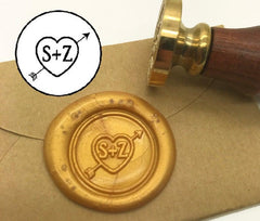 Personalized Heart Initials Wax Seal Stamp Custom Wedding Initials - VirtuousWares:Global