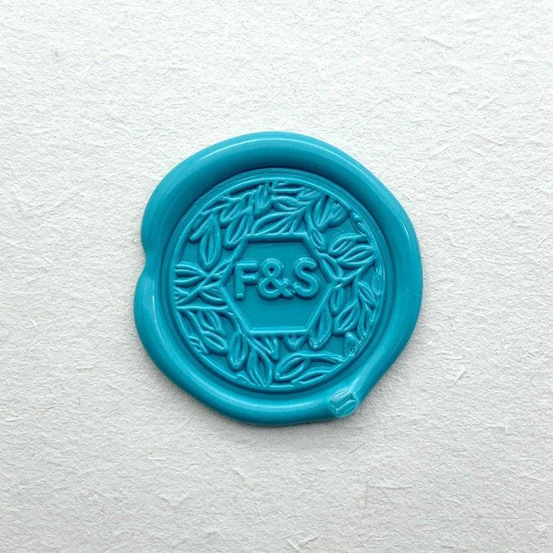 Personalized Leaves Initials Wax Seal Stamp Kit - Custom Wedding - VirtuousWares:Global