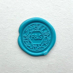 Personalized Leaves Initials Wax Seal Stamp Kit - Custom Wedding - VirtuousWares:Global