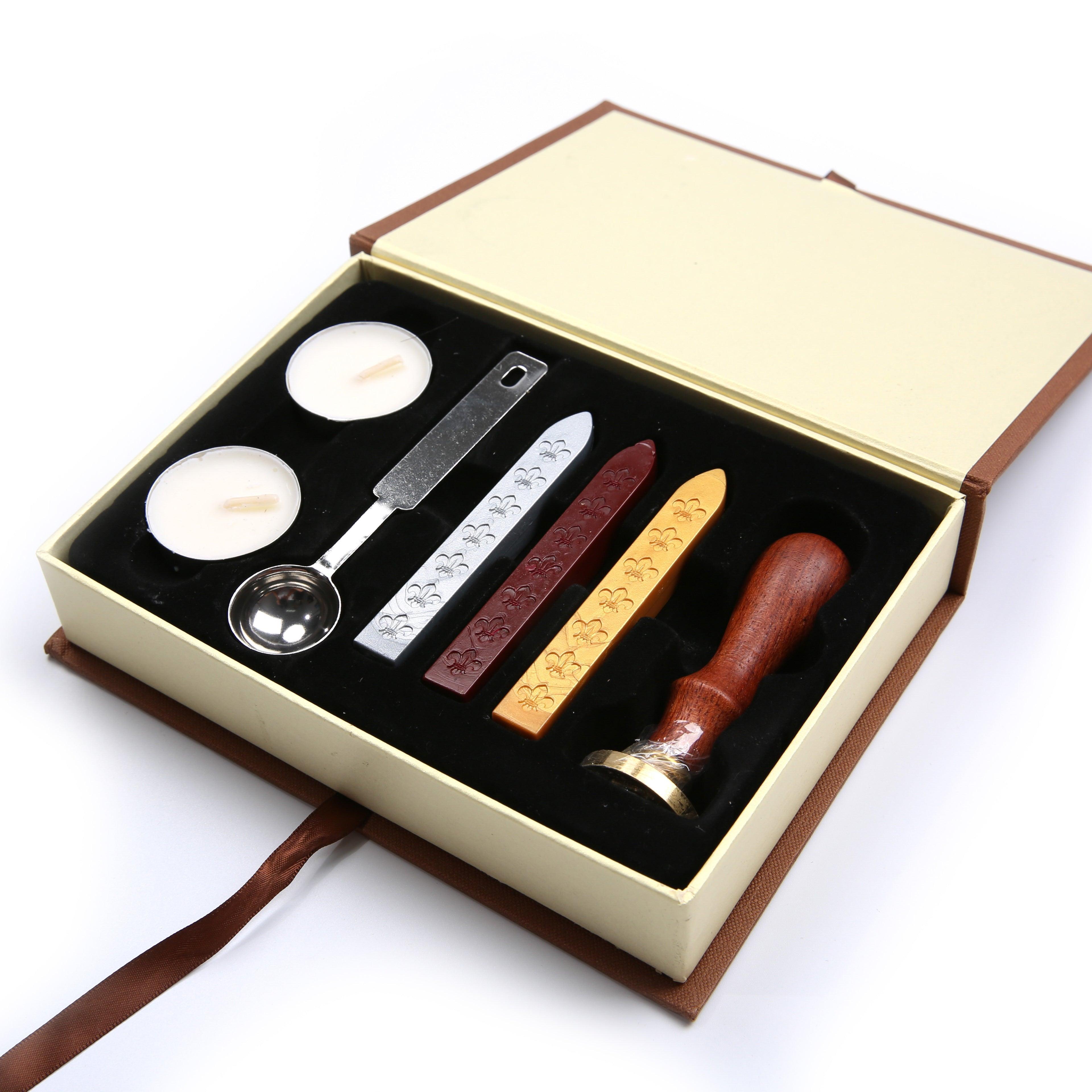 Personalized Leaves Initials Wax Seal Stamp Kit - Custom Wedding - VirtuousWares:Global