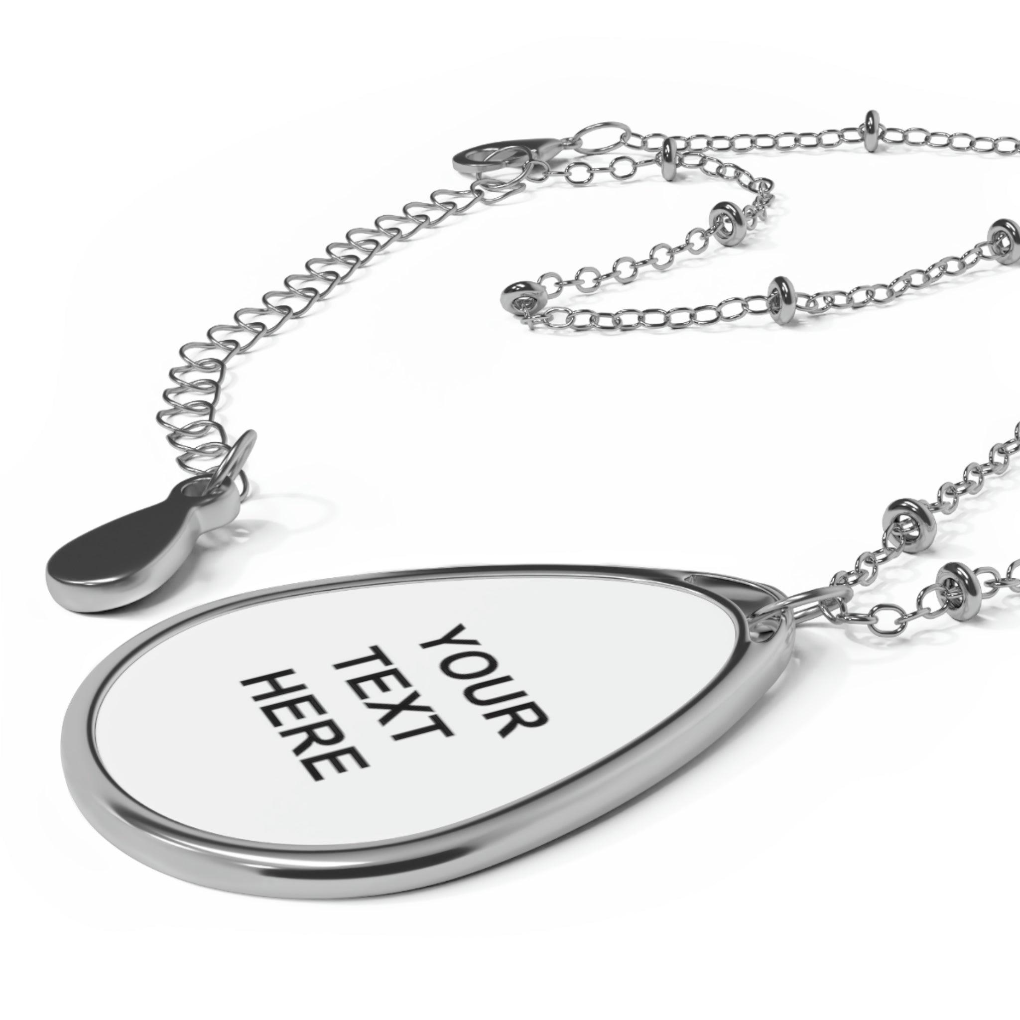 Personalized Oval Necklace, Custom Jewelry, With Your Own Text or - VirtuousWares:Global