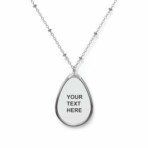 Personalized Oval Necklace, Custom Jewelry, With Your Own Text or - VirtuousWares:Global