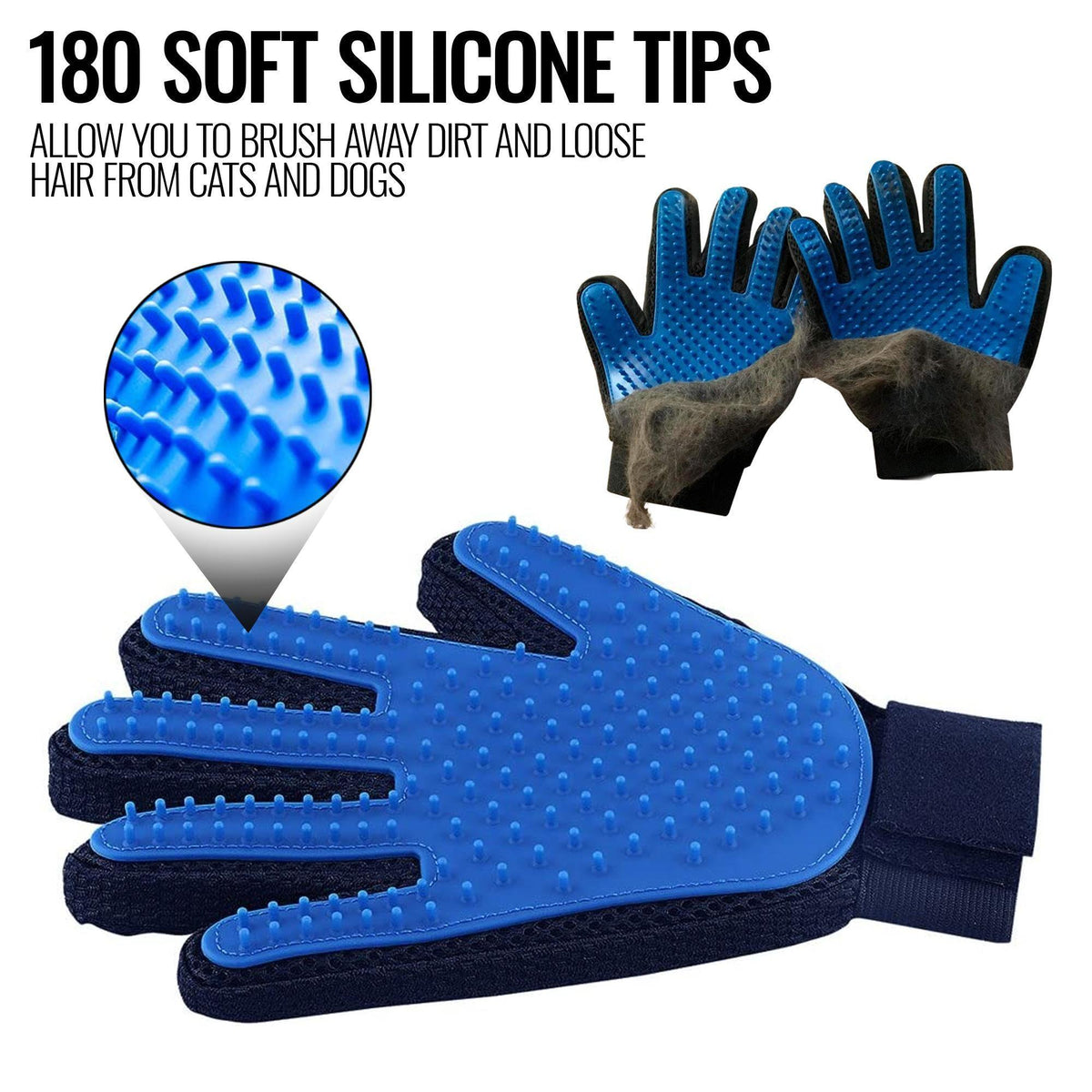 Pet Grooming Gloves Dog Brush Mitts Deshedding Hair Removal Massage - VirtuousWares:Global