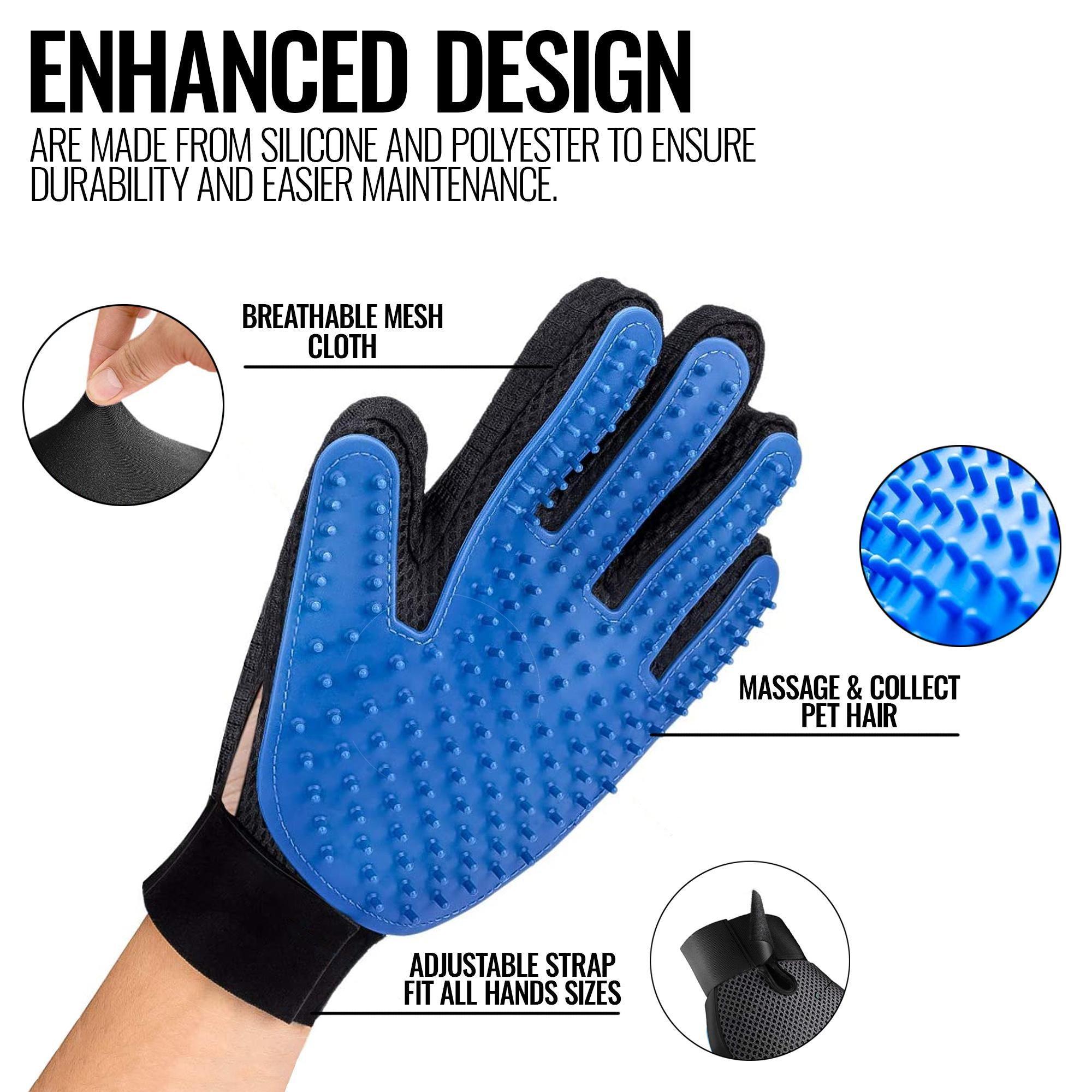 Pet Grooming Gloves Dog Brush Mitts Deshedding Hair Removal Massage - VirtuousWares:Global