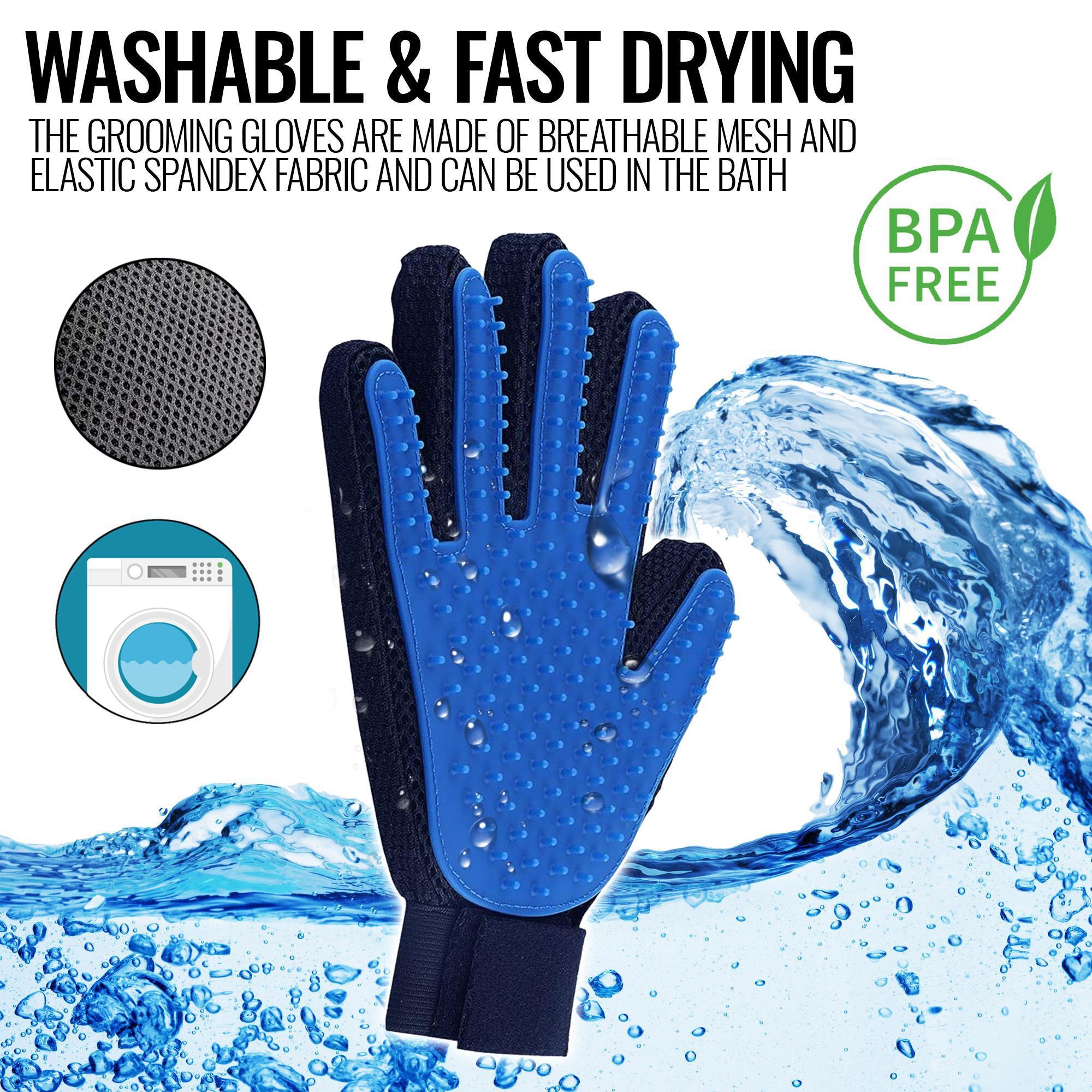 Pet Grooming Gloves Dog Brush Mitts Deshedding Hair Removal Massage - VirtuousWares:Global